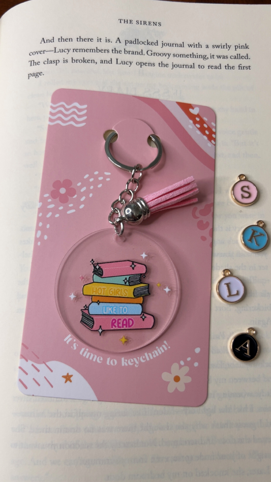 Hot Girls Like to Read Acrylic Tassel Keychain