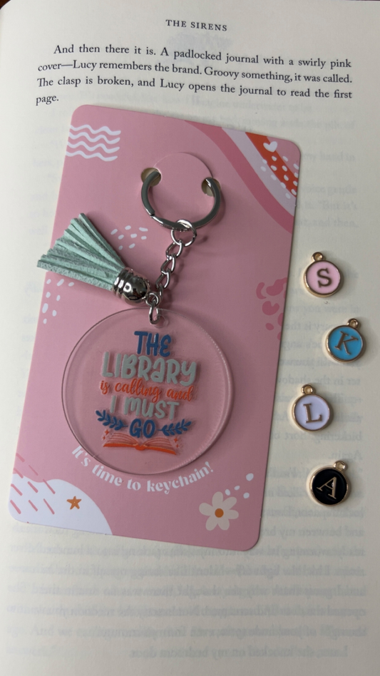 The Library is Calling and I Must Go Acrylic Tassel Keychain