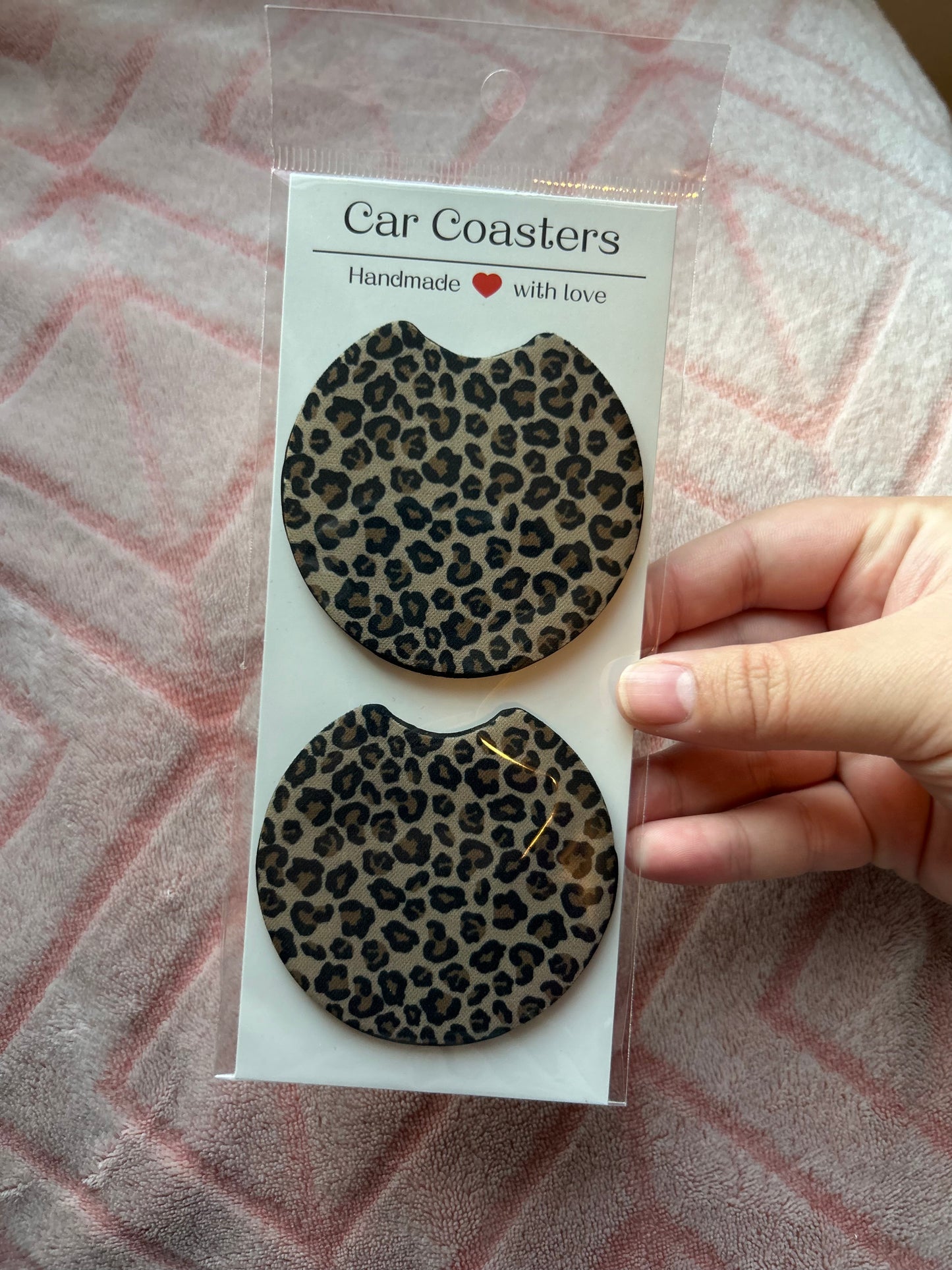 Cheetah Print Sublimation Car Coasters - Set of 2