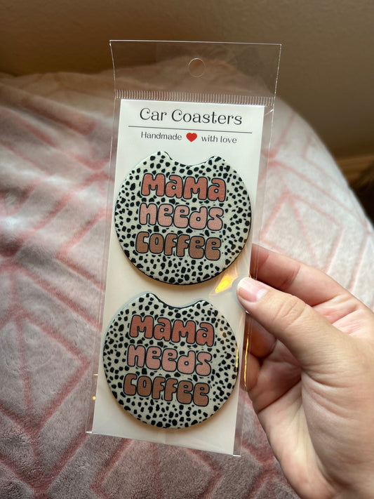 Mama Needs Coffee Car Coasters - Set of 2