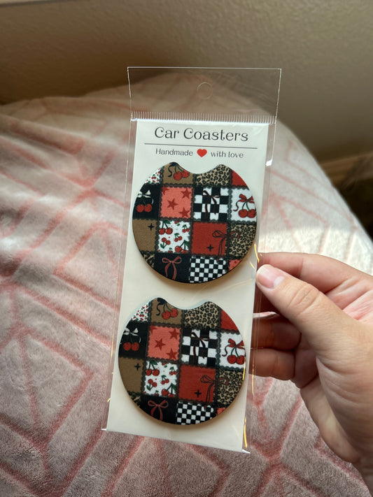 Patchwork Sublimation Car Coasters - Set of 2
