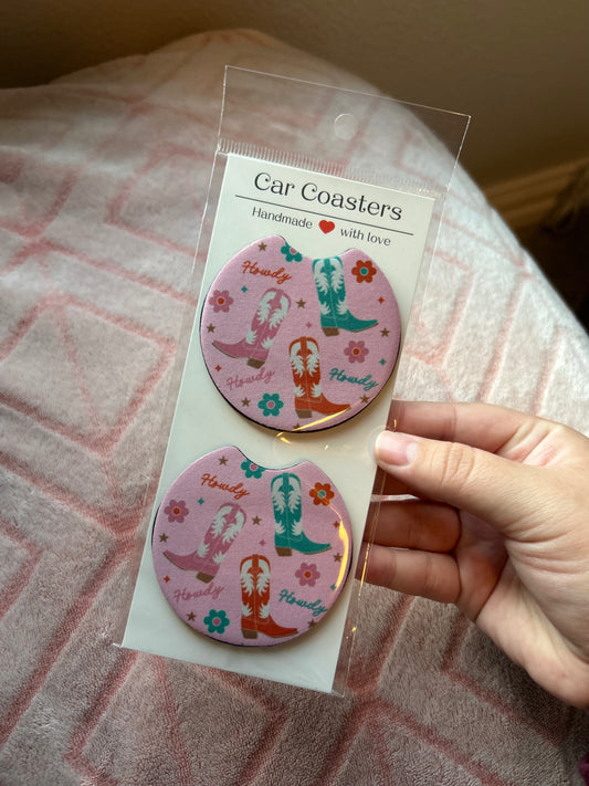 Howdy Car Coasters - Set of 2