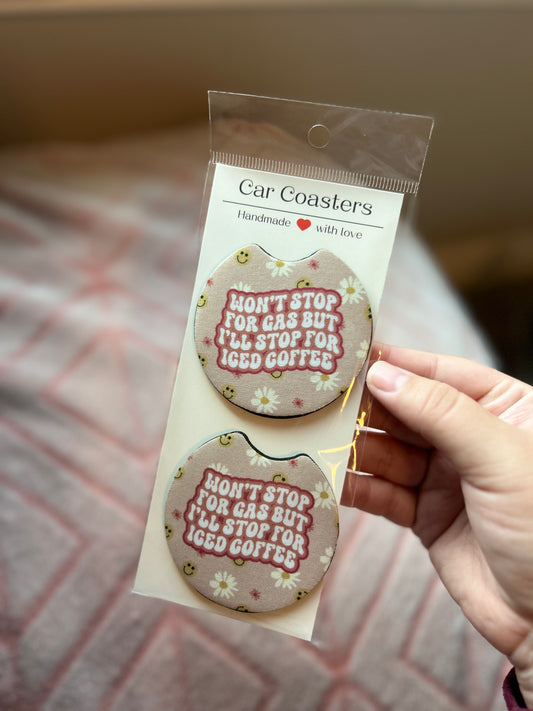 Won't Stop for Gas Car Coasters - Set of 2