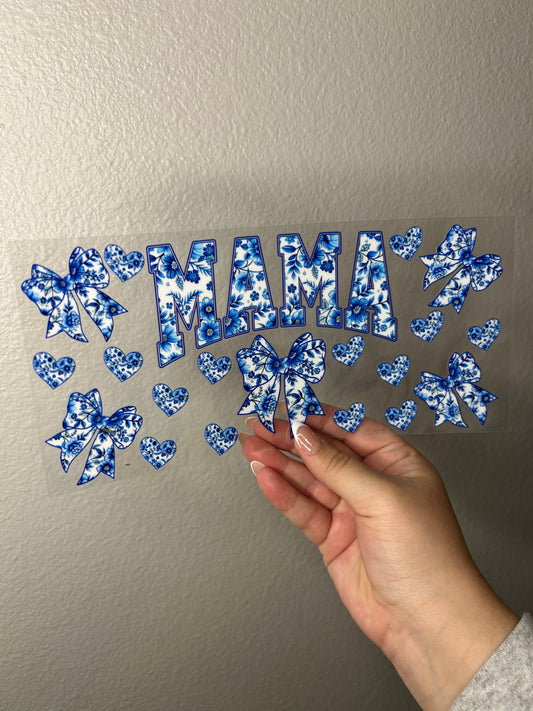 Blue Bows Mama Cup Wrap