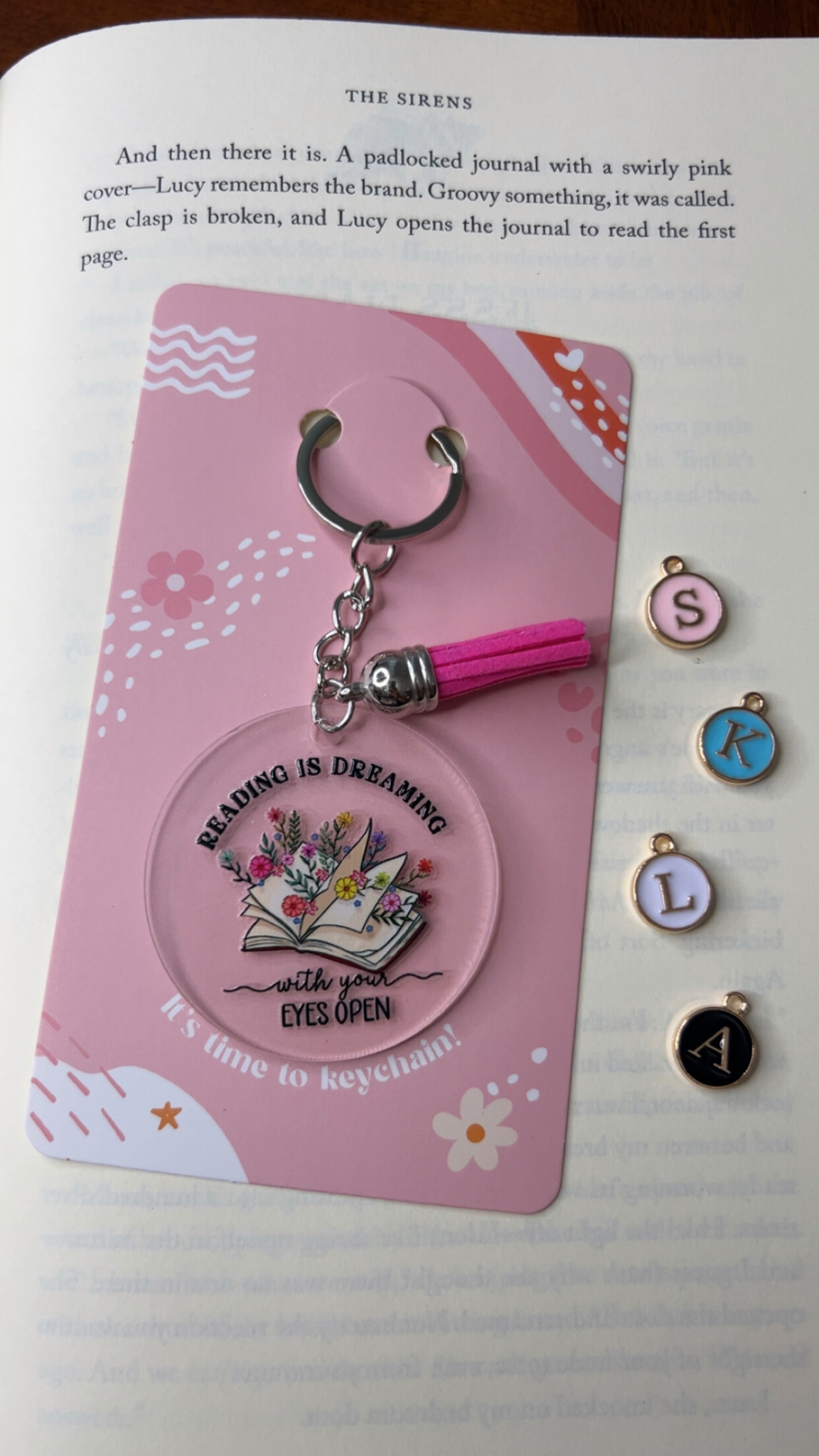 Reading is Dreaming With Your Eyes Open Acrylic Tassel Keychain