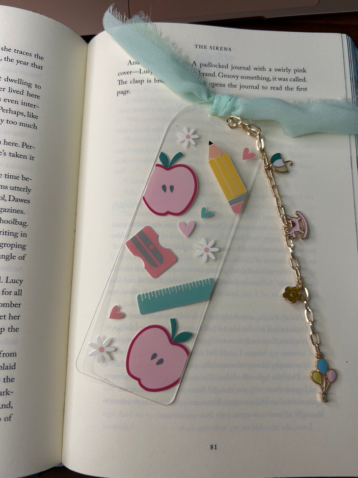 Teacher/School Theme Acrylic Charm Bookmark