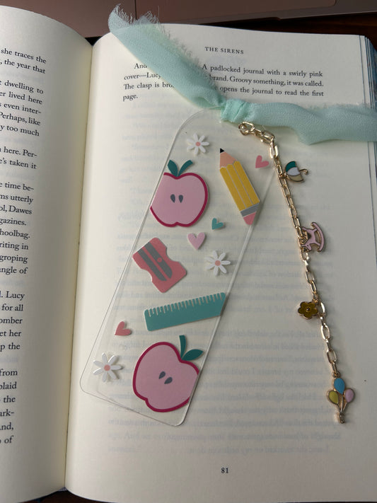 Teacher/School Theme Acrylic Charm Bookmark