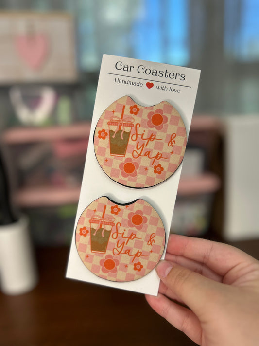 Sip & Yap Sublimation Car Coasters - Set of 2