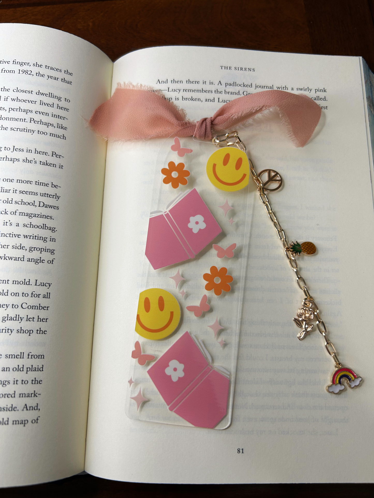 Smiley and Books Acrylic Charm Bookmark