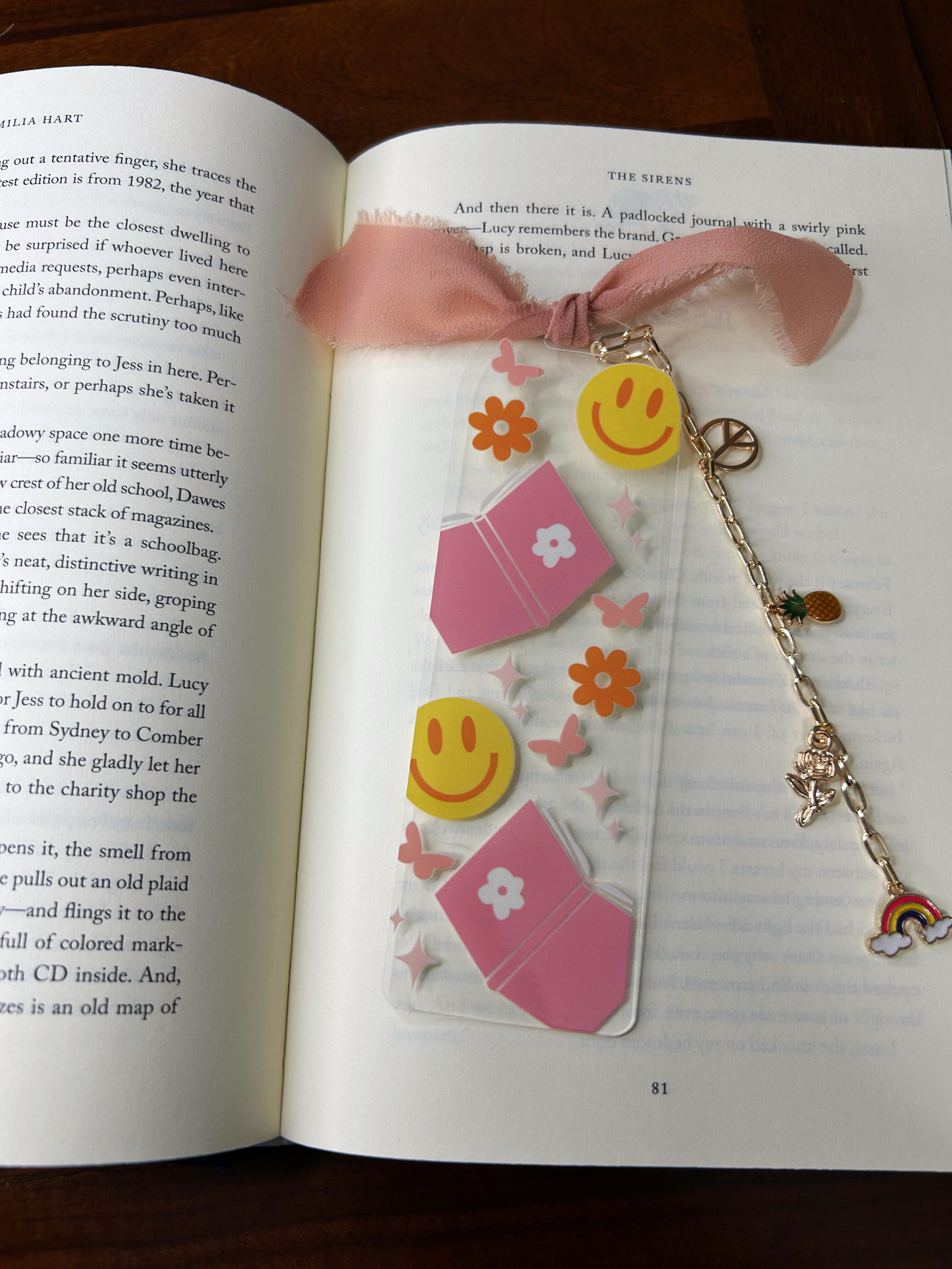 Smiley and Books Acrylic Charm Bookmark