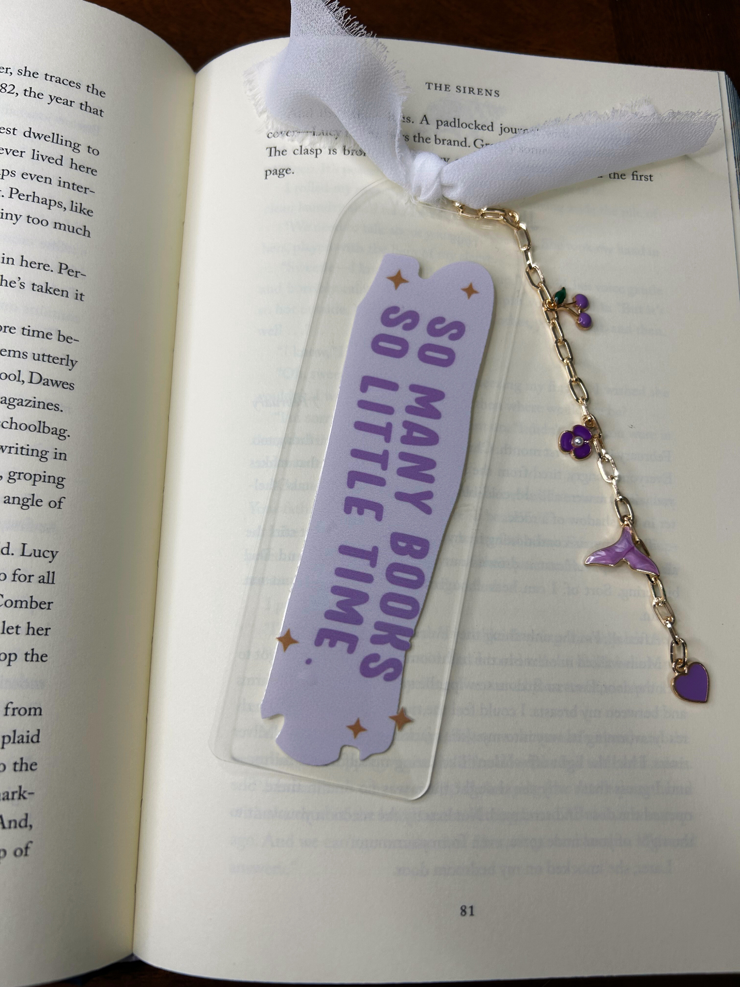 Purple So Many Books so Little Time Acrylic Charm Bookmark