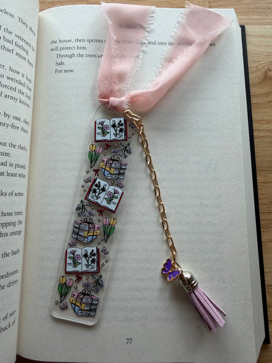 Spring Flowers & Books Bookmark