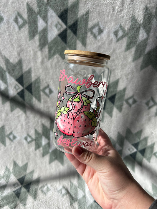Strawberry Festival 16 OZ Glass Tumbler