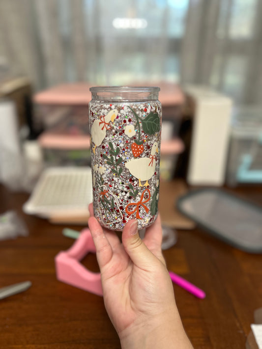 Strawberry Geese 16 OZ Acrylic Snowglobe Tumbler