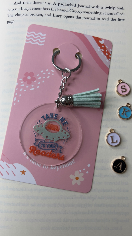 Take me to Your Readers Acrylic Tassel Keychain
