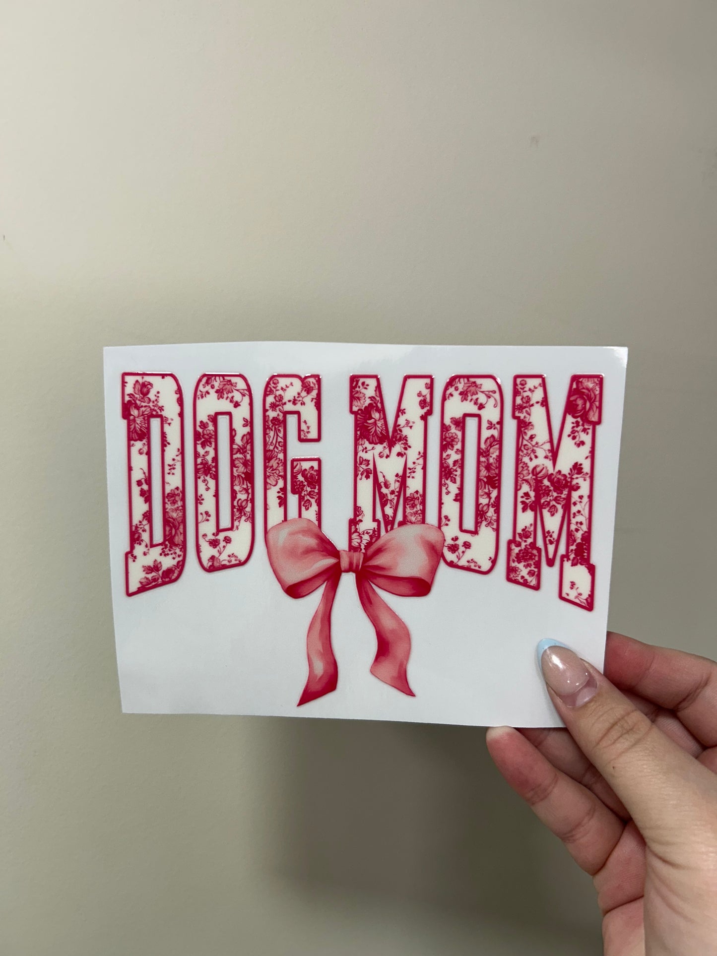 Pink & White Dog Mom Decal