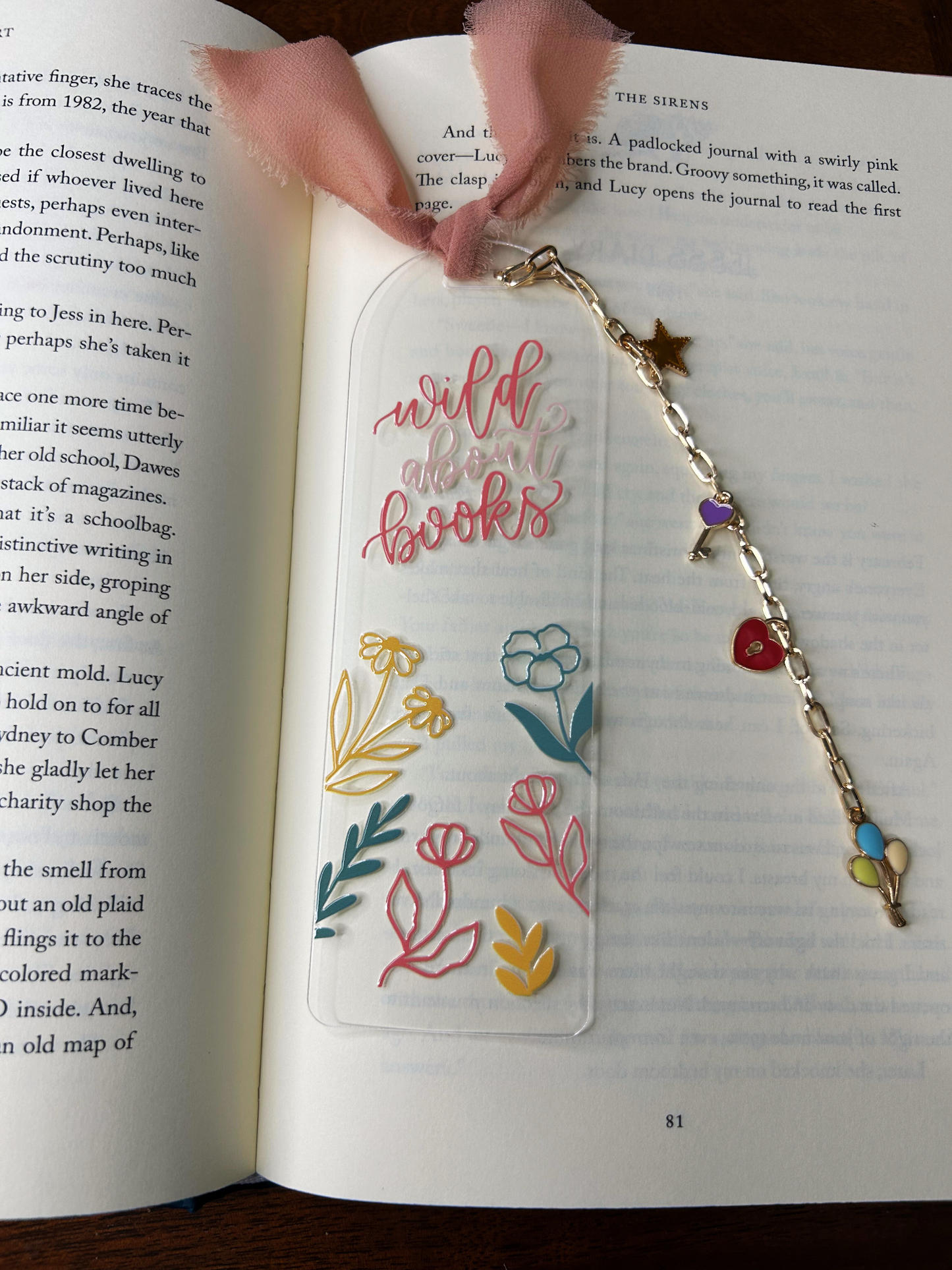 Wild about Books Acrylic Charm Bookmark