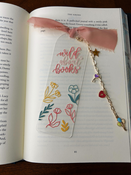 Wild about Books Acrylic Charm Bookmark